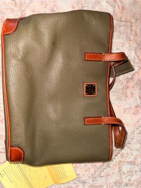 Dooney and Bourke Olive Green and Brown Leather Tote Bag